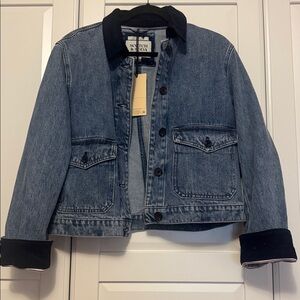 NEW🌟Scotch & Soda Chore Crop Denim Jacket with corduroy at the collar and cuffs